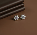Elegant Purple Floral Crystal Stud Earrings