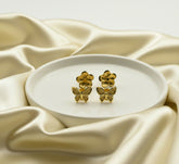 Gold Butterfly & Floral Stud Earrings Set
