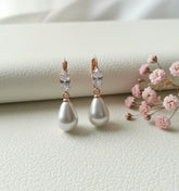 Rose Gold Pearl Drop Earrings