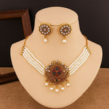 Traditional Pearl Choker Necklace Set