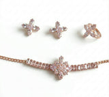 Rose Gold Blossom Crystal Jewelry Set