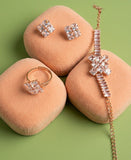 Rose Gold Crystal Bracelet, Ring & Earrings Set