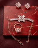 Rose Gold Crystal Bracelet, Ring & Earrings Set