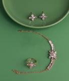 Rose Gold Floral Crystal Jewelry Set