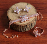 Rose Gold Floral Crystal Jewelry Set