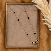 Minimal Floral Black Bead Mangalsutra