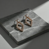 Rose Gold Geometric Diamond Stud Earrings