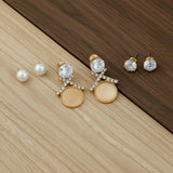 3-Pair Gold-Plated Stud Earrings Set