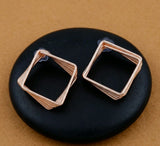 Rose Gold Geometric Square Stud Earrings