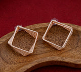Rose Gold Geometric Square Stud Earrings