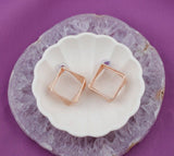 Rose Gold Geometric Square Stud Earrings