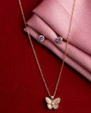 Butterfly Pendant Necklace & Stud Earrings Set