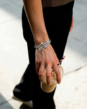 Silver Colour Leaf Open Cuff Bracelet