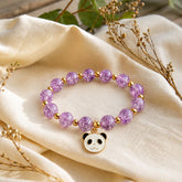 Cute Purple Panda Charm Beaded Bracelet