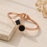 Elegant Rose Gold Black Geometric Bracelet