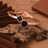 Elegant Rose Gold Black Geometric Bracelet