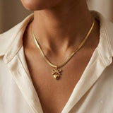 Elegant Bow & Heart Pendant Necklace