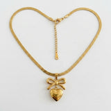 Elegant Bow & Heart Pendant Necklace