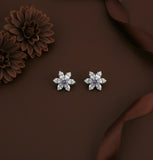 Elegant Purple Floral Crystal Stud Earrings