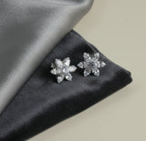 Elegant Purple Floral Crystal Stud Earrings