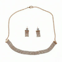Luxury Rose Gold Crystal Choker Necklace Set