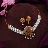Traditional Pearl Choker Necklace Set