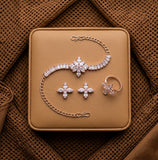 Rose Gold Blossom Crystal Jewelry Set