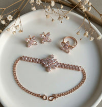 Rose Gold Blossom Crystal Jewelry Set