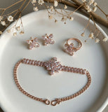 Rose Gold Blossom Crystal Jewelry Set