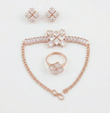 Rose Gold Crystal Bracelet, Ring & Earrings Set