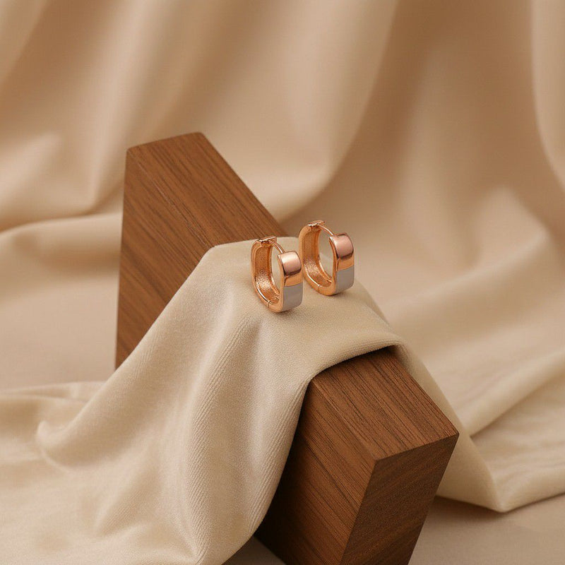 Minimal Rose Gold Huggie Hoop Earrings