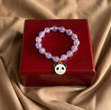 Cute Purple Panda Charm Beaded Bracelet
