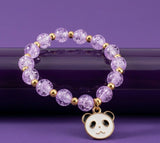 Cute Purple Panda Charm Beaded Bracelet