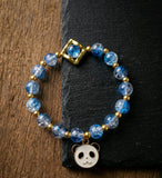 Cute Blue Panda Charm Beaded Bracelet