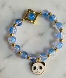 Cute Blue Panda Charm Beaded Bracelet