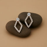 Rose Gold Geometric Diamond Stud Earrings