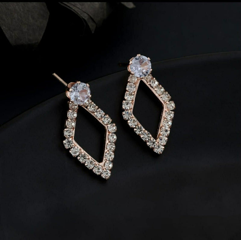 Rose Gold Geometric Diamond Stud Earrings