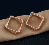 Rose Gold Geometric Square Stud Earrings
