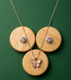 Butterfly Pendant Necklace & Stud Earrings Set