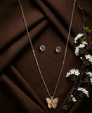 Butterfly Pendant Necklace & Stud Earrings Set
