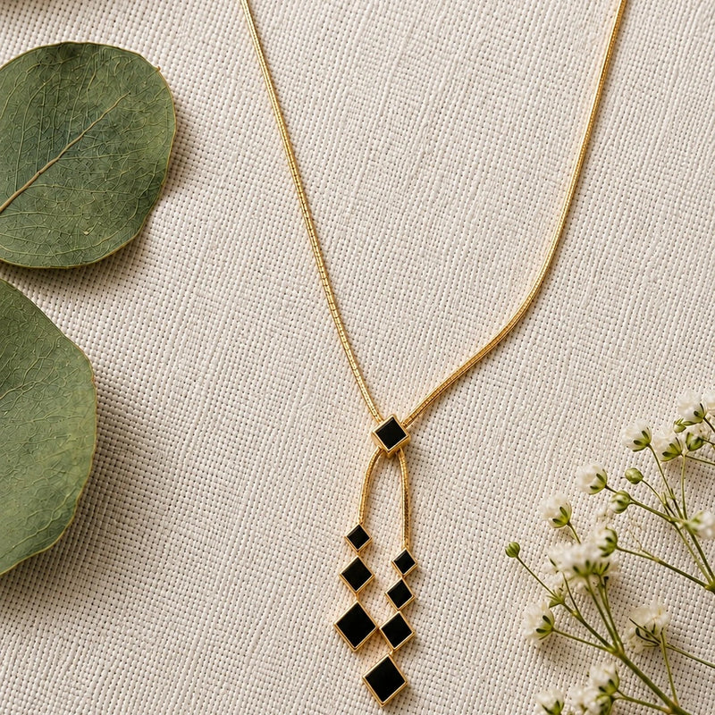 Black Diamond Drop Necklace