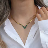 Dainty V Shape Snake Chain Necklace