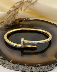 Anti-Tarnish Waterproof Crystal Nail Bangle for Women