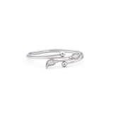 Silver Colour Leaf Open Cuff Bracelet