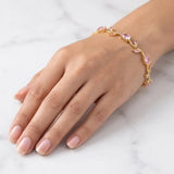 Gold-Tone Floral Gemstone Tulip Crystal Bracelet for Women