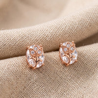 Rose Gold Owl Earrings with Sparkling Stones