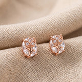 Rose Gold Owl Earrings with Sparkling Stones
