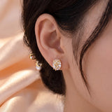 Rose Gold Owl Earrings with Sparkling Stones