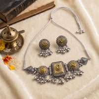 Two-Tone Medallion Ghungroo Choker Necklace