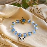 Cute Blue Panda Charm Beaded Bracelet